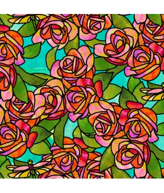 Tela QT Fabrics Stained Glass Garden Roses 28267-Q
