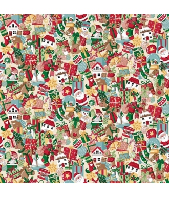 Tela Makower Christmas Wishes Stocking Filleers 023-Q Cream